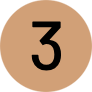 A brown circle with the number three in it.